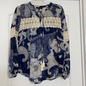 Melissa Paige long sleeve sheer blouse size S